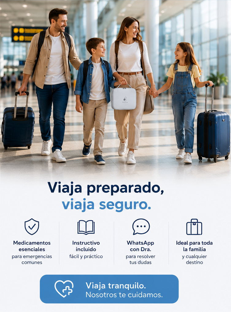 Familia viajando con MediGo Travel Kit